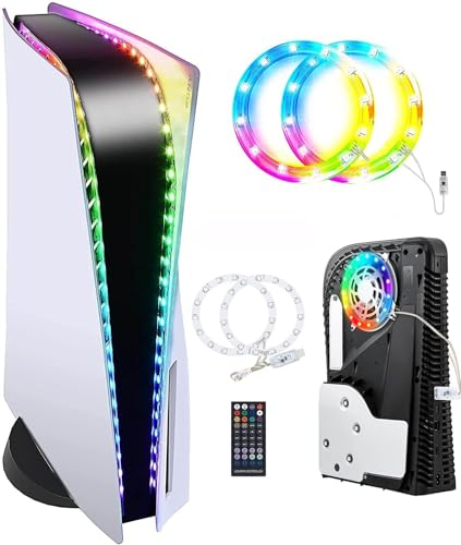 Ruban LED RGB Pour Console PS5/PS5 pro, 7 Couleurs Accessoires De Décoration à Effets Multiples Bandes Lumineuses Flexibles Pour Console Ps5/Slim/PS5 pro Avec Télécommande Ir
