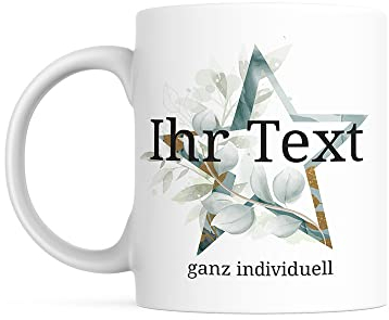 STEMPEL-FABRIK – personalisierbare Keramiktasse mit Namen – Aquarell Motiv Stern – bedruckte Kaffeetasse ideal geeignet für den Genuss von Kaffee und Tee – Geschenkidee für jeden Anlass