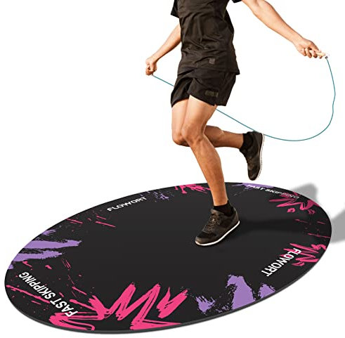 Flowort Springseilmatte, große Gummi-Übungsmatte, stoßdämpfende Matte, rutschfestes, ovales Design für Boden- und Seilschutz, Trainingsmatten für Zuhause, Fitnessstudio, Bodenbelag (lila)