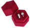 AIEX Ringbox aus Samt, für Schmuck, Doppelschlitze, Sechseck, Ringbox, für Verlobung, Zeremonie, Hochzeit, Valentinstag, mit 2 Ringen (Weinrot)