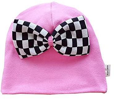 Pluto & Fox Kindermütze einfarbig mit großer Schleife, Baumwolle, für Frühling, Herbst, Winter, M.Fuchsia, 56