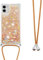 Handykette Handyhülle für iPhone 12 / iPhone 12 Pro Hülle,Glitzer Quicksand kreatives Fließende Flüssigkeit schwimmt Silikon Case mit Umhängeband Handykordel Band Kette für iPhone 12,GS Gold Heart