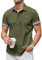 COOFANDY Shirts Men Short Sleeve Denim Summer Shirts for Men Cowboy Non Iron Casual Dress Shirt Office Formal Button Down Shirt Slim Fit ArmyGreen XXL