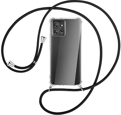 mtb more energy® Handykette kompatibel mit Motorola ThinkPhone - schwarz - Smartphone Hülle zum Umhängen - Anti Shock Full TPU Case