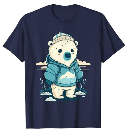 Ein kleiner trauriger Eisbär mit Mütze und Schal, Eisbären T-Shirt