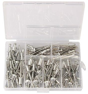 120pcs Blind Rivets Aluminum M3.2 M4 Dome Head Blind Pop Rivets Assorted Set Rivet Kit Nail Pull for Furniture Assortment Kit