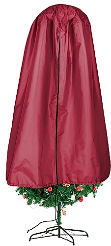 Aufrechte Weihnachtsbaum Aufbewahrungstasche, Premium Weihnachtsbaumdecke mit Kordelzug, Weihnachtsbaum Staubschutz Urlaub Baumabdeckungen Reißfestes Material Weihnachtsbaumtaschen (Rot # für 8ft