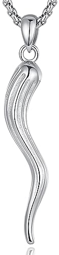 EUDORA Italienisches Horn Kette für Damen Herren Sterling Silber 925, Cornicello Halskette Italienischer Pfeffer Croissant Glücksbringer Anhänger Amulett Schmuck Geschenk für Frauen Männer, 20+2