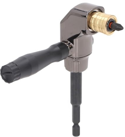 Fafeicy Right Angle Drill Attachment Vanadium Alloy Steel 90 Degrees 6.35mm Hex Connector, Metal Gear Box for Home Repairs, Handicrafts, Woodworking, FAFEICY05SXQ6KIUH