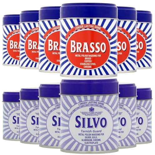 Brasso Wadding x 6 & Silvo Wadding x 6 Metal Polish For Brass, Copper, Stainless Steel, Chrome & Silver 75g
