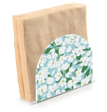 Kcldeci Serviettenhalter aus Acryl, weißer Apfelbaum, Blüten, Frühling, Sommer, Garten, Blume, transparenter Serviettenhalter für Tische, Küche, Restaurant, Heimdekoration, moderner dekorativer Halter