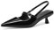 MIRAAZZURRA Donna Kitten Heel Slingbacks Pizzo Punta Decolleté Tacco basso Slip On Scarpe con Cinturino Fibbia per Incontri Feste Lavori, Nero , 39 EU