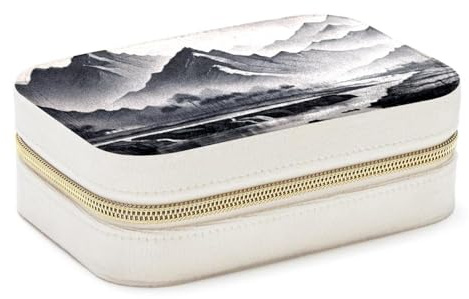 Elegante y espaciosa caja de joyería, organizador portátil de joyas de viaje para mujeres y niñas, pintura de tinta
