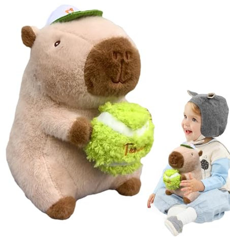 Gefüllter Carpincho, Plüschtier für Tennis, Capibara-Plüsch, 25 cm, lustiges Plüschtier mit Tennisball für Heimdekoration