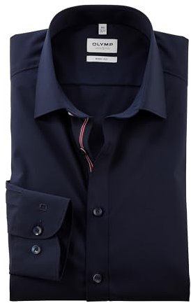 OLYMP Herrem Oberhemd Langarm Level Five - Jersey Hemd, Atmungsaktives Gewebe, NY Kent Kragen - Hemden Herren Modern Fit - Kobalt 08-38