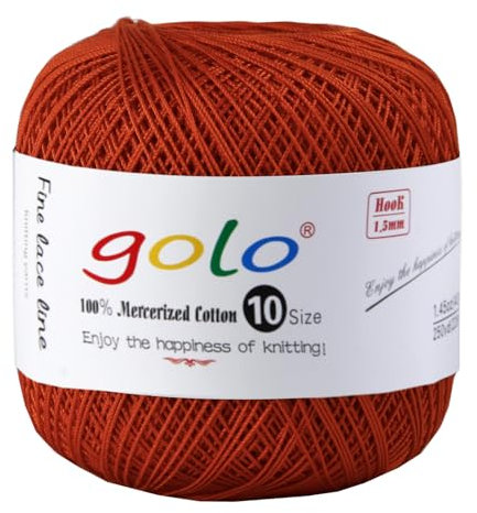 golo Häkelgarn Größe 10 Baumwollgarn zum Klöppeln Spitzenfaden rotes Garn 637