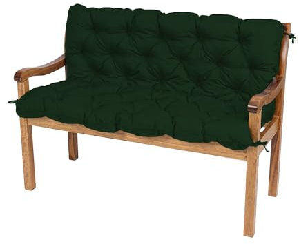 TexDeko® Garden Gartenbankauflage mit Rückenlehne wasserabweisend UV - beständig Bankauflage In- & Outdoor Sitzkissen und Rückenkissen Hollywoodschaukel Sitzpolster (180 x 50 x 50cm Dunkelgrün)