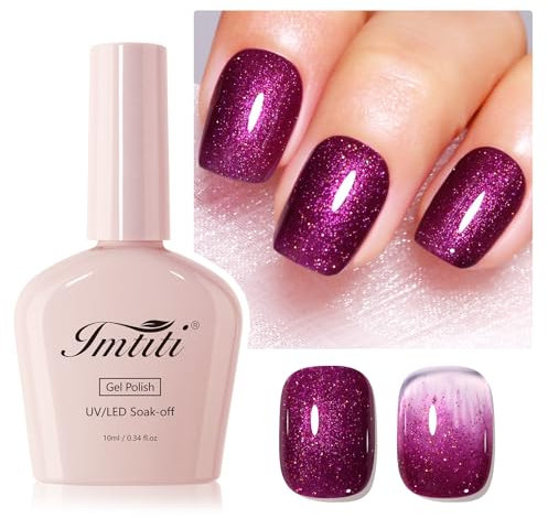 ITMITI Glitter Gel Nagellack, Starlight Rose Red Gel Polish Sparkle Soak Off UV LED Nagellack, Long Lasting, Nail Art Starter Manikür Salon DIY Zuhause für Frauen (10 ML)