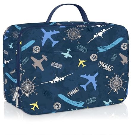 Clastyle Aircraft Insulated Kids Lunch Bag Large Thermal Cooler Bag for Boy Picnic School Lunch Box Tote,Blue Airplane
