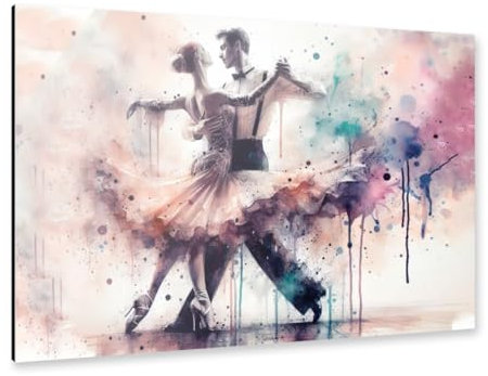 artboxONE Alu-Print 75x50 cm Tanzendes Paar in Aquarell C von Künstler Paul Rommer