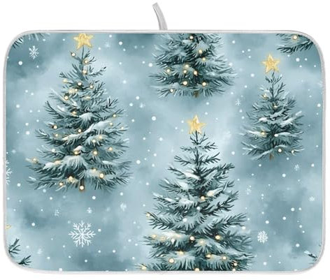 OWFKAY Tapete de secado de platos para encimera de cocina, patrón de hojas de árbol, 21,45 x 60 cm, tapete escurridor de platos de secado rápido, tapete de escurrido, tapete de secado automático