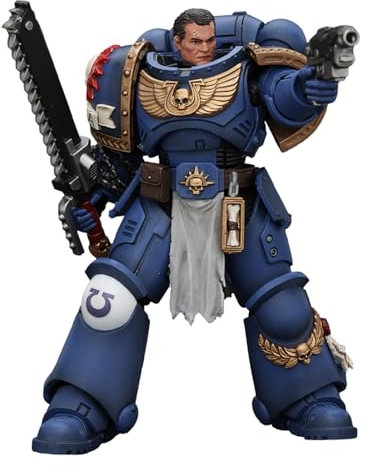 JOYTOY Warhammer 40k Space Marine 2, 1/18 Uitramarines Lieutenant Titus Action Figure Collect Model