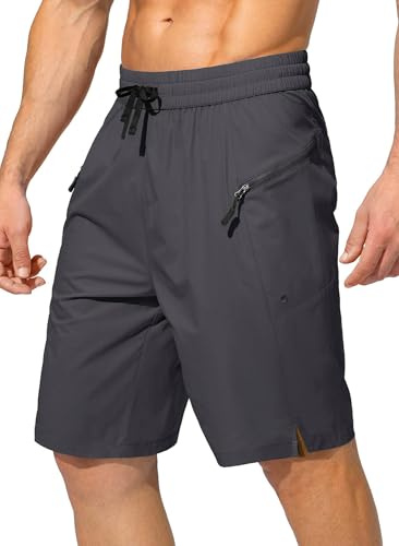 Tansozer Badehose Jungen Herren Swim Trunks Beachshorts Badeshorts Herren Wassersport Kurze Hose Schnelltrocknend Schwimmshorts mit Reissverschluss Dunkelgrau L