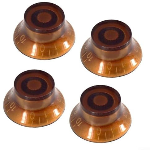 Für E-Gitarren-Zubehör, 4 Stück Zylinder, Lautstärkeregler und Klangregler mit durchsichtigem Design (dunkelbraun)