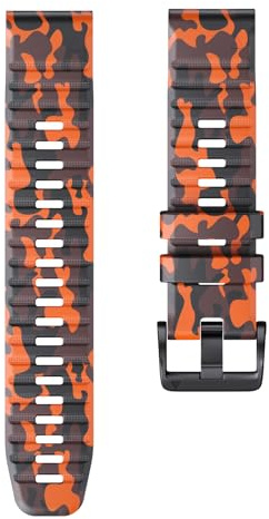 ORKDFJ 22mm 26MM Camouflage Silikon Uhrenarmband für Garmin Fenix ​​5/6 Pro/7X Instinct 2/2X Forerunner 955/945 Schnellverschluss-Armband(Camo orange,26mm)