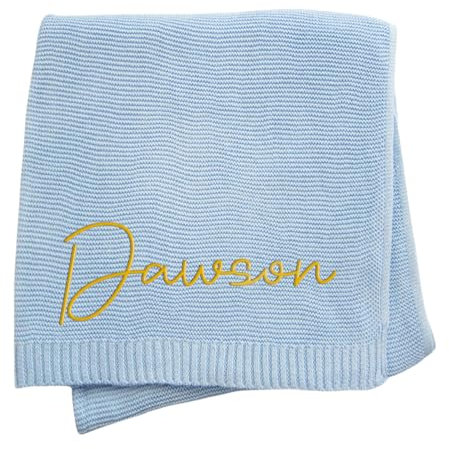 JIOJOG Decke Personalisiert Baby, Personalisierte Baumwoll Baby Decke mit Namen - Geschenke Zur Geburt Mädchen/Junge Personalisiert, Gilt Decken für Kinderwagen und Kinderzimmer, 75x100cm
