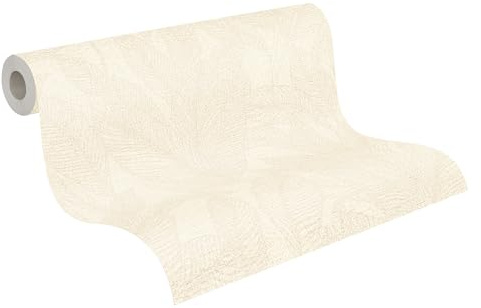 Livingwalls Cosmopolitan 790641 Non-Woven Wallpaper with Leaf Structure in Cream, Grey, Green - Floral Leaves Wallpaper 10.05 m x 0.53 m