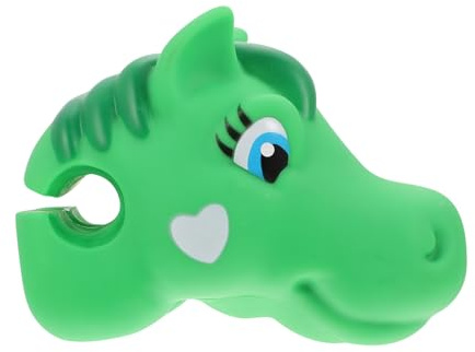 TOYZFRIENDY Kinderfahrrad Dekoration Cartoon Pferdekopf Griffschmuck Grün Geeignet für Kinderfahrräder Laufräder und Roller Langlebig Verblassungsfrei Praktisches Zubehör für Jungen und