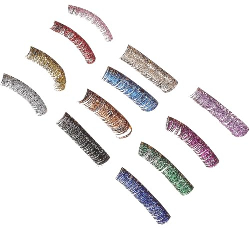 6 Paires Faux Cils à Paillettes Fibre Halloween Ambiance | Faciles à Retirer, pour Carnaval et Soirée Costumée, Styles Glamour et Brillants, Usage DIY Maquillage Couleur Aléatoire