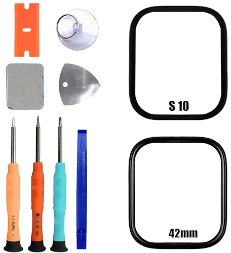 ERYNK Für Apple Watch Series 10 42mm Display Glas Frontglas Reparatur Replacement Set [mit OCA Kleber] [No LCD Screen] with Werkzeugsatz
