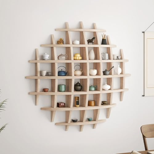 Xalteafe Tassenregal Holz Setzkasten,Massivholz Teetasse Halter,Vintage Kaffeetassen Regal,Wand Dekoration Teetasse Halter,Dickerem,Platzsparend,FüR Teekannen,Kunsthandwerk,Figuren