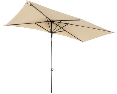 Angel Living Parasol de jardin, Parasol Droit Rectangulaire Inclinable, 2.5 x 1.3 m, avec Poussée Manuelle, pour Jardin Terrasse Balcon (Beige)