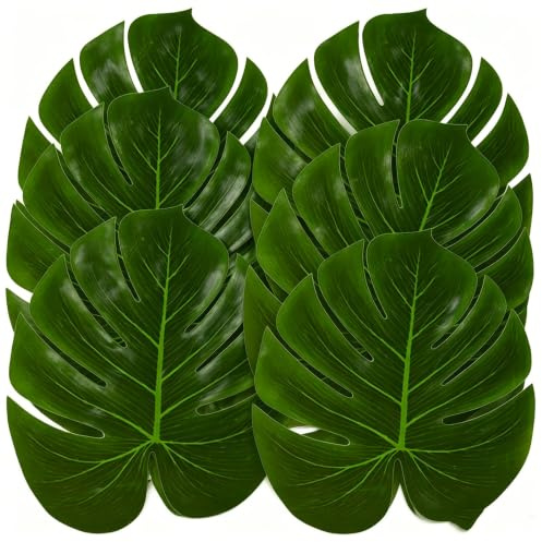 Foglie Tropicali Artificiali Monstera, 24 Pezzi Foglie Finte per Decorazioni, Foglies di Palma Artificiali, Foglies Artificialis per Giungla per Tema di Giungla, Festa in Spiaggia, Decorazioni (C)