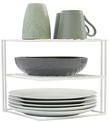 simplywire – 3 Tier Plate Rack - Kitchen Cupboard Organiser – White - Square