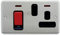 Deta 1927SCB Cooker Control Unit with Socket & Neon Indicators 45 Amp Satin Chrome/Black Inserts