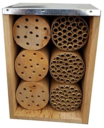 Dehner Natura Premium Insektenhotel Pontica, Insektenhaus / Nistkasten für Bienen/Schmetterlinge/Käfer, ca. 23 x 11 x 16 cm, Buchenholz/Papier, natur