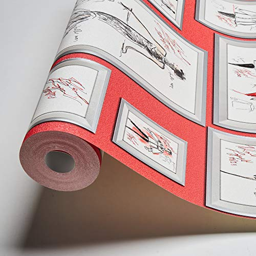 Architects Paper KARL LAGERFELD - Vliestapete Sketch - Luxustapete 10,05m x 0,53m - Designertapete Made in Germany - grau metallic rot 378462 37846-2