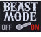 Beast Mode ON/OFF Biker Aufnäher Heavy Metal Aufbügler/Patch zum annähen/aufbügeln | Fitness Bügelbilder Applikation für alle Stoffe/Leder | 80x60mm