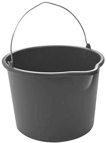 Baueimer Mörteleimer 12 Liter Ausgießer Eimer Kübel Putzeimer Wassereimer Maurereimer Set Kunststoff Zementeimer Garteneimer Kunststoff-Eimer Schwarz
