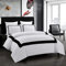 OSVINO Bettwäsche 200x200 cm mit 2 Kissenbezug 50x75 cm Weiß und Schwarz Hotel Bettwäsche Streifenrahmen Bettwäsche-Sets Mikrofaser Bettbezug für Hotels Familien