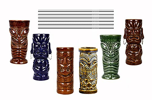 Vinbcorw Bicchieri Tiki Ceramica Bicchieri Tiki Bar Colorati per Un Cocktail Party Decorazione Stile Tiki per Cocktail Ideale per Bar, Feste A Tema Tiki, Feste di Halloween.,A8