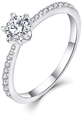 Starnny Damen Ringe Sterling Silber 925 3A Zirkonia Verlobungsring für Damen,62