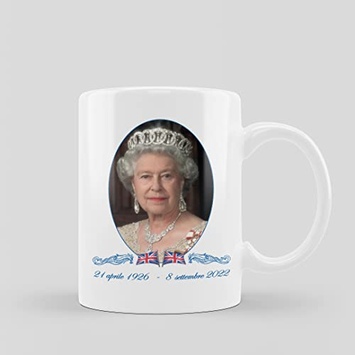 Tazza commemorativa regina Elisabetta II 100% ceramica termica colazione thè tisana caffè Regalo ricordo giubileo morte celebrazione sua maestà Collezionisti 2022 gadget vintage Inghilterra 2022 1952