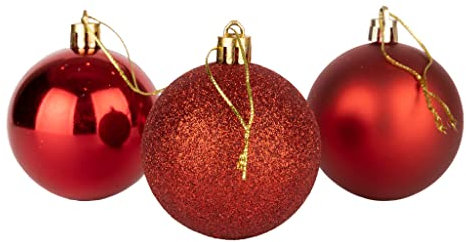 60mm/18Pcs Christmas Baubles Shatterproof Red, Christmas Tree Decorations Ball Ornaments Balls Xmas Hanging Decorations Holiday Decor - Shiny,Matte,Glitter