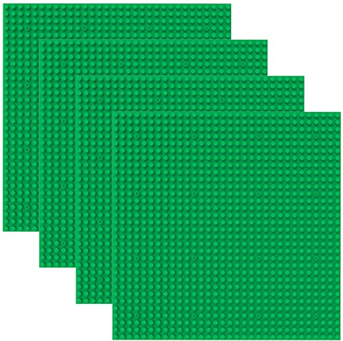 ANDIMEI Placas compatibles con placa de construcción clásica, 4 unidades, 25,5 x 25,5 cm, 32 x 32 cm, placa base verde, compatible con la mayoría de marcas