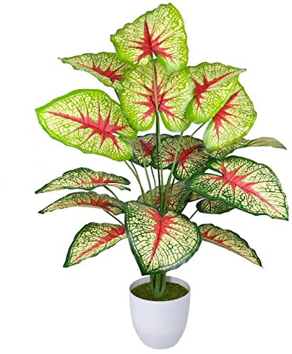 AIVORIUY Artificial Areca Palm Plant Fake Tropical Palm Tree Potted Monstera, Large Faux Silk Plants in Pot for Indoor Outdoor House Home Office Garden Modern Decoration (77cm Red)